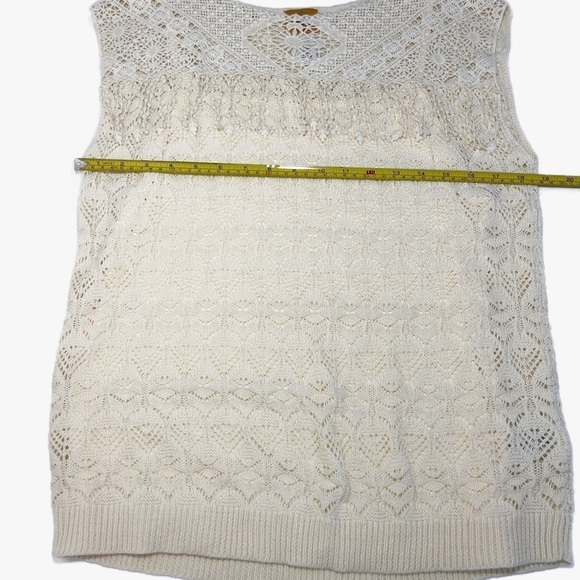 Ruby Rd Vanilla Fringed Crochet Top with Cami Womens size PL - Picture 3 of 5